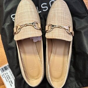 Beige Loafers with Gold Detail